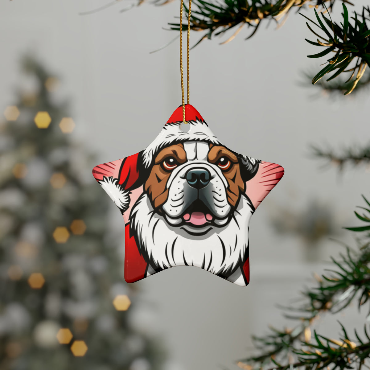 Bulldog Christmas Ceramic Ornaments (1pcs, 5pcs, 10pcs, 20pcs)