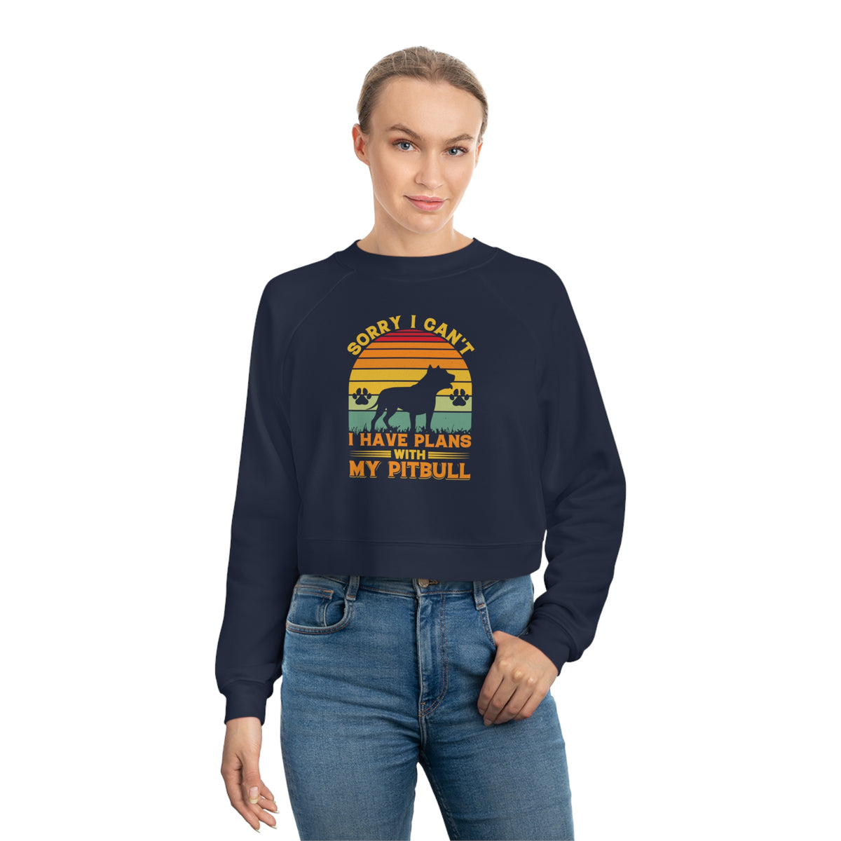 Plans With My Pitbull Women's Cropped Pullover