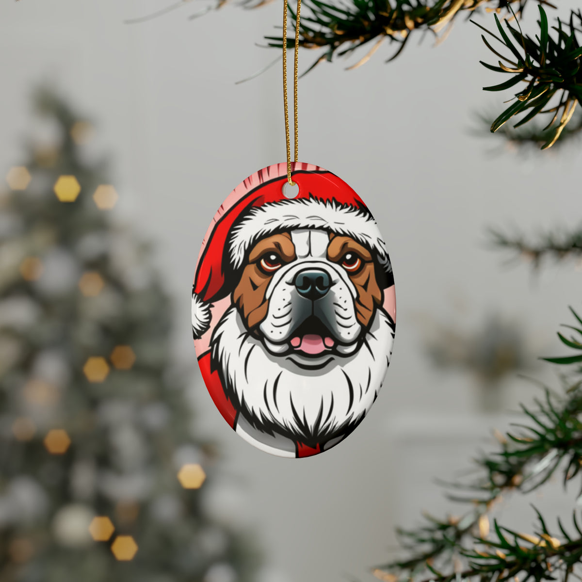 Bulldog Christmas Ceramic Ornaments (1pcs, 5pcs, 10pcs, 20pcs)